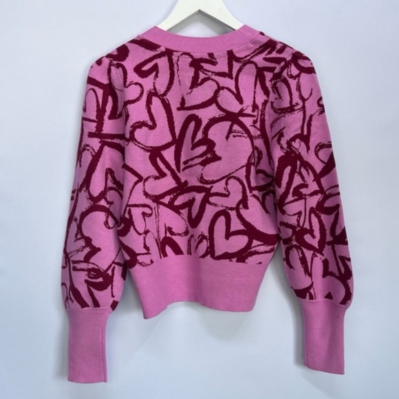 NWT Anthropologie Maeve V-Neck  Hearts Print Cardigan Sweater - Picture 11 of 13
